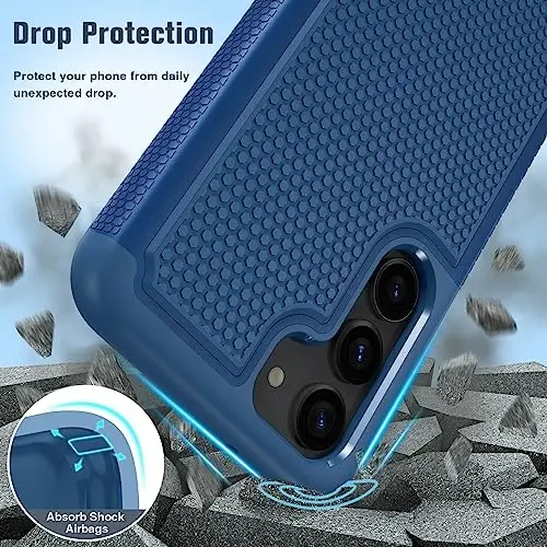 FNTCASE for Samsung Galaxy S23 Case: Dual Layer Heavy Duty Cell Phone Protective Cover Shockproof Rugged with Non-Slip Textured - Military Drop Protection Bumper Tough - 2023, 6.1inch Blue - 4