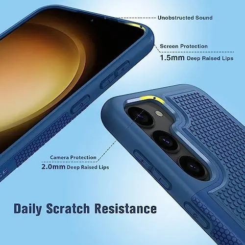 FNTCASE for Samsung Galaxy S23 Case: Dual Layer Heavy Duty Cell Phone Protective Cover Shockproof Rugged with Non-Slip Textured - Military Drop Protection Bumper Tough - 2023, 6.1inch Blue 