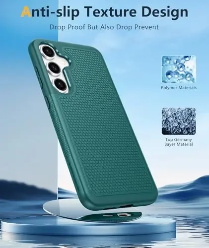 FNTCASE for Samsung Galaxy S24 Case: Dual Layer Heavy Duty Cell Phone Protective Cover Shockproof Rugged with Non-Slip Textured - Military Drop Protection Bumper Tough - 2024, 6.2inch Green - 5