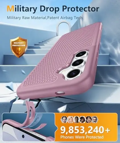 FNTCASE for Samsung Galaxy S24 Case: Dual Layer Heavy Duty Cell Phone Protective Cover Shockproof Rugged with Non-Slip Textured - Military Drop Protection Bumper Tough - 2024, 6.2inch Pink - 4