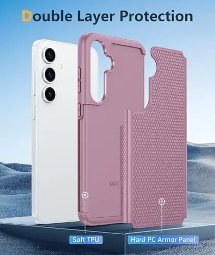 FNTCASE for Samsung Galaxy S24 Case: Dual Layer Heavy Duty Cell Phone Protective Cover Shockproof Rugged with Non-Slip Textured - Military Drop Protection Bumper Tough - 2024, 6.2inch Pink - 3