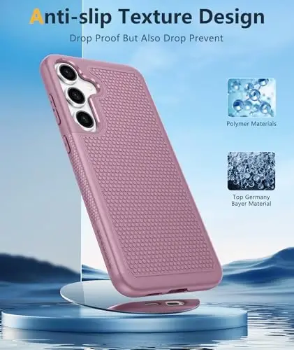 FNTCASE for Samsung Galaxy S24 Case: Dual Layer Heavy Duty Cell Phone Protective Cover Shockproof Rugged with Non-Slip Textured - Military Drop Protection Bumper Tough - 2024, 6.2inch Pink - 5