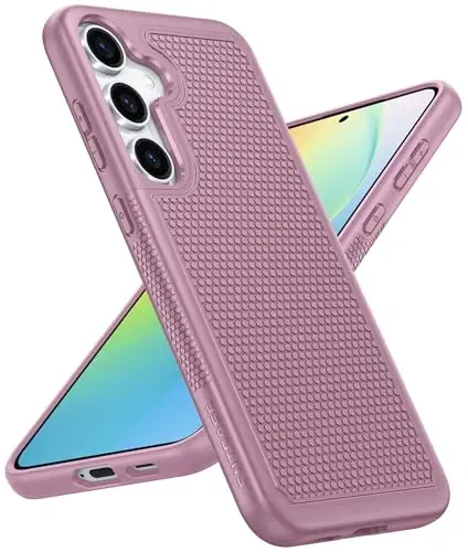 FNTCASE for Samsung Galaxy S24 Case: Dual Layer Heavy Duty Cell Phone Protective Cover Shockproof Rugged with Non-Slip Textured - Military Drop Protection Bumper Tough - 2024, 6.2inch Pink - FNTCASE