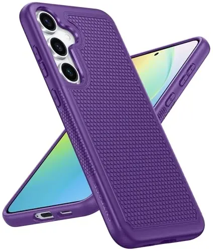 FNTCASE for Samsung Galaxy S24 Case: Dual Layer Heavy Duty Cell Phone Protective Cover Shockproof Rugged with Non-Slip Textured - Military Drop Protection Bumper Tough - 2024, 6.2inch Purple - FNTCASE