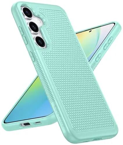 FNTCASE for Samsung Galaxy S24 Case: Dual Layer Non Slip Cover Mint Green | 14FT Military Grade Shockproof Protective Drop Protection, Matte Textured Cell Phone Cases, for Daily Use, Mint Green - 1