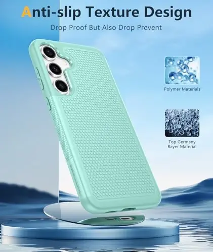 FNTCASE for Samsung Galaxy S24 Case: Dual Layer Non Slip Cover Mint Green | 14FT Military Grade Shockproof Protective Drop Protection, Matte Textured Cell Phone Cases, for Daily Use, Mint Green - 5