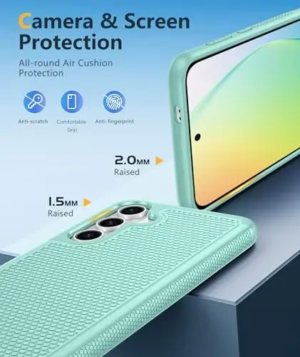 FNTCASE for Samsung Galaxy S24 Case: Dual Layer Non Slip Cover Mint Green | 14FT Military Grade Shockproof Protective Drop Protection, Matte Textured Cell Phone Cases, for Daily Use, Mint Green - 6