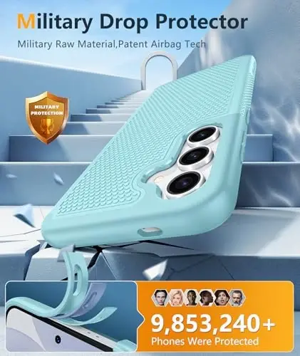 FNTCASE for Samsung Galaxy S24 Case：Dual Layer Rugged Protective Phone Cover | Heavy Duty Non-Slip Shockproof Protection Phonecases | Military Grade Drop Proof Bumper Tough - 2024, 6.2inch Teal - 4