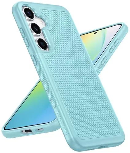 FNTCASE for Samsung Galaxy S24 Case：Dual Layer Rugged Protective Phone Cover | Heavy Duty Non-Slip Shockproof Protection Phonecases | Military Grade Drop Proof Bumper Tough - 2024, 6.2inch Teal - FNTCASE