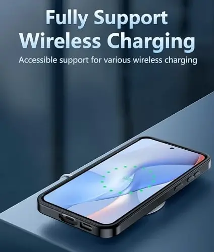 FNTCASE for Samsung Galaxy S24-FE Case: Clear Military Grade Drop Protection Anti Yellowing Slim Case - Rugged Shockproof Protective Transparent Cell Phone Cover(Black) - 4