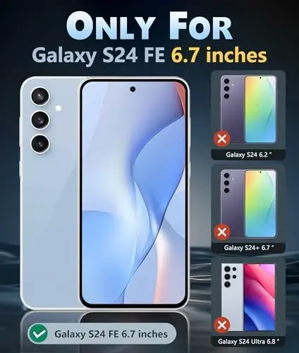 FNTCASE for Samsung Galaxy S24-FE Case: Clear Military Grade Drop Protection Anti Yellowing Slim Case - Rugged Shockproof Protective Transparent Cell Phone Cover(Clear) - 2