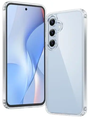 FNTCASE for Samsung Galaxy S24-FE Case: Clear Military Grade Drop Protection Anti Yellowing Slim Case - Rugged Shockproof Protective Transparent Cell Phone Cover(Clear) 