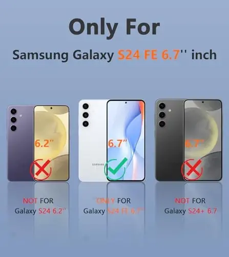 FNTCASE for Samsung Galaxy S24-FE Case: Dual Layer Rugged Protective Cell Phone Cover | Heavy Duty Non-Slip Durable Shockproof Cases | Military Grade Drop Proof Protection Bumper Tough (Black) - 2