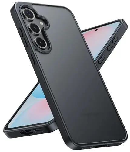 FNTCASE for Samsung Galaxy S24-FE Case: Matte Textured Military Grade Drop Protection Translucent Cell Phone Cover - Slim Rugged Durable Shockproof Protective Bumper Cases, 6.7 inch (Matte-Black) 