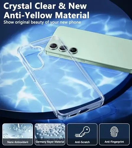 FNTCASE for Samsung Galaxy S24-Plus Case: S25 Plus Clear Military Grade Shockproof Anti Yellowing Slim S24+ S25+ Phone Cover, Protective Rugged Case for S24Plus, Clear - 4