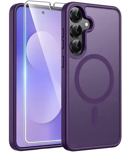 FNTCASE for Samsung Galaxy S24 Plus Case: Samsung Galaxy S24 Plus Phone Case [Fit with Magsafe] Translucent Matte Case [Screen Protector] Military Grade Shockproof Protective Phone Cover-Purple 