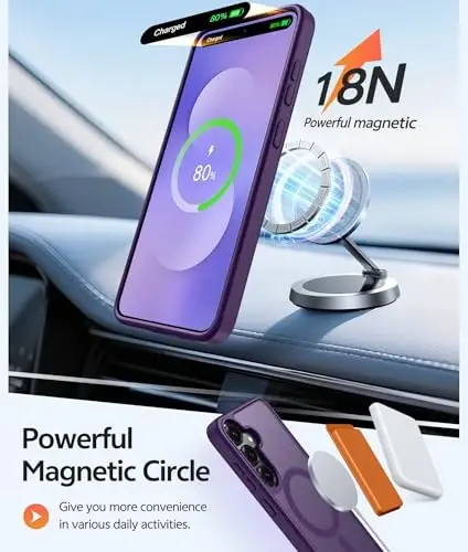 FNTCASE for Samsung Galaxy S24 Plus Case: Samsung Galaxy S24 Plus Phone Case [Fit with Magsafe] Translucent Matte Case [Screen Protector] Military Grade Shockproof Protective Phone Cover-Purple - 3
