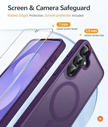 FNTCASE for Samsung Galaxy S24 Plus Case: Samsung Galaxy S24 Plus Phone Case [Fit with Magsafe] Translucent Matte Case [Screen Protector] Military Grade Shockproof Protective Phone Cover-Purple - 4