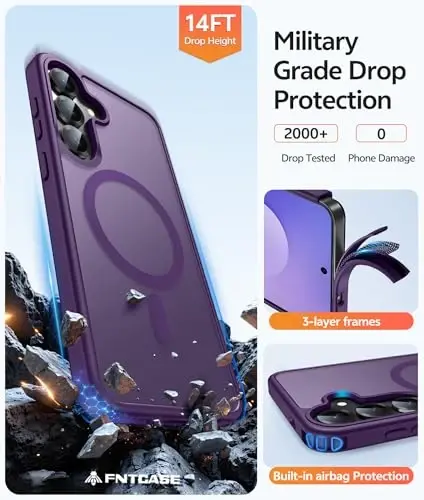 FNTCASE for Samsung Galaxy S24 Plus Case: Samsung Galaxy S24 Plus Phone Case [Fit with Magsafe] Translucent Matte Case [Screen Protector] Military Grade Shockproof Protective Phone Cover-Purple - 5