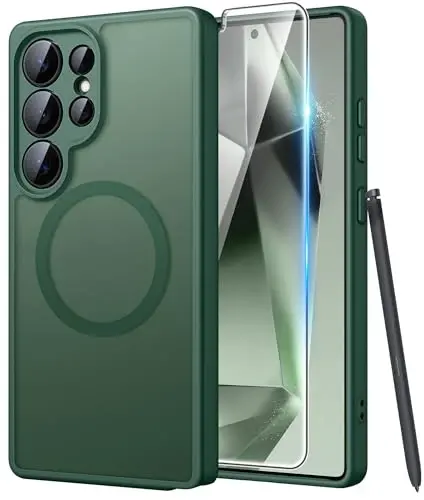 FNTCASE for Samsung Galaxy S24 Ultra Case: [Fit for Magsafe] [Full Camera Protection] Translucent Matte Cases with [Screen Protector] Military Grade Shockproof Protective Phone Cover - 1
