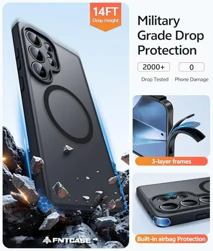 FNTCASE for Samsung Galaxy S24 Ultra Case: [Fit for Magsafe] [Full Camera Protection] Translucent Matte Cases with [Screen Protector] Military Grade Shockproof Protective Phone Cover - 5
