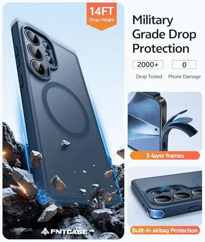 FNTCASE for Samsung Galaxy S24 Ultra Case: [Fit for Magsafe] [Full Camera Protection] Translucent Matte Cases with [Screen Protector] Military Grade Shockproof Protective Phone Cover - 5
