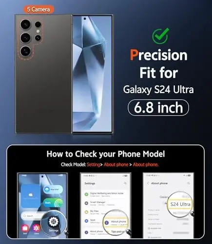 FNTCASE for Samsung Galaxy S24-Ultra Case: Matte Magnetic Translucent Phone Cases with Screen Protector Lens Protection Compatible with Magsafe Rugged Protective Cell Cover (C-Black) - 2