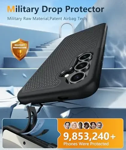 FNTCASE for Samsung Galaxy S25 Case: Dual Layer Heavy Duty Cell Phone Protective Cover Shockproof Rugged with Non-Slip Textured - Military Drop Protection Bumper Tough - 2025, 6.2 inch (Black) - 4