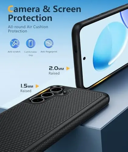 FNTCASE for Samsung Galaxy S25 Case: Dual Layer Heavy Duty Cell Phone Protective Cover Shockproof Rugged with Non-Slip Textured - Military Drop Protection Bumper Tough - 2025, 6.2 inch (Black) 