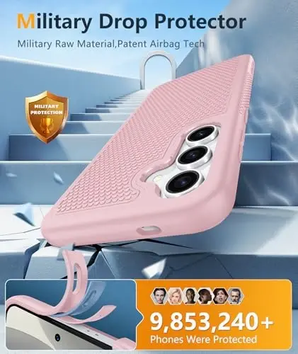 FNTCASE for Samsung Galaxy S25 Case: Dual Layer Heavy Duty Cell Phone Protective Cover Shockproof Rugged with Non-Slip Textured - Military Drop Protection Bumper Tough - 2025, 6.2 inch (Sakura Pink) - 4