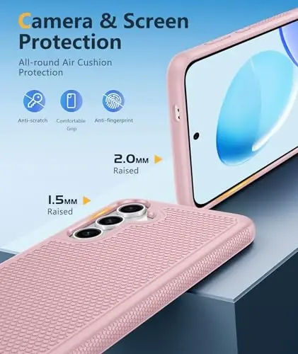 FNTCASE for Samsung Galaxy S25 Case: Dual Layer Heavy Duty Cell Phone Protective Cover Shockproof Rugged with Non-Slip Textured - Military Drop Protection Bumper Tough - 2025, 6.2 inch (Sakura Pink) - 5