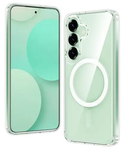 FNTCASE for Samsung Galaxy S25 Case: for Galaxy S24 Clear Magnetic Military Grade Drop Protection Shockproof Anti Yellowing Cell Phone Cover - Slim Rugged Protective Bumper Transparent Cases(Clear) 