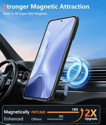 FNTCASE for Samsung Galaxy S25-Edge Case: Clear Magnetic Military Grade Drop Protection Anti Yellowing Cell Phone Cover - Rugged Shockproof Protective Bumper Transparent Phonecase - 3