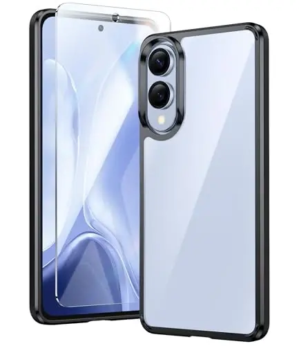 FNTCASE for Samsung Galaxy S25-Edge Case: Clear Military Grade Drop Protection Anti Yellowing Cell Phone Cover - Rugged Shockproof Protective Bumper Transparent Phonecase - 1