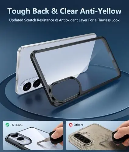 FNTCASE for Samsung Galaxy S25-Edge Case: Clear Military Grade Drop Protection Anti Yellowing Cell Phone Cover - Rugged Shockproof Protective Bumper Transparent Phonecase - 4