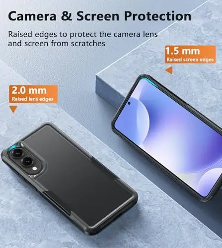 FNTCASE for Samsung Galaxy S25-Edge Case: Dual Layer Shockproof Protective Cell Phone Cover | Military Grade Drop Proof Protection | Hybrid Matte Textured Rugged Hard Phonecase,6.7inch(Black) - 4