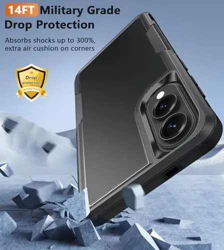 FNTCASE for Samsung Galaxy S25-Edge Case: Dual Layer Shockproof Protective Cell Phone Cover | Military Grade Drop Proof Protection | Hybrid Matte Textured Rugged Hard Phonecase,6.7inch(Black) - 5