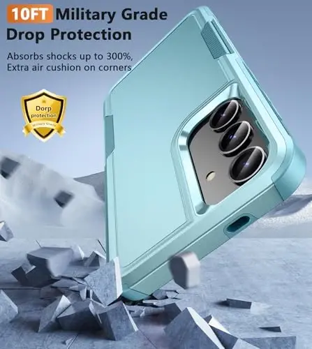 FNTCASE for Samsung Galaxy S25-Plus Case: S24-Plus Dual Layer Shockproof Protective Cell Phone Cover Military Grade Drop Proof Protection Hybrid Matte Textured Rugged Hard Phonecase (Mint Green) - 4