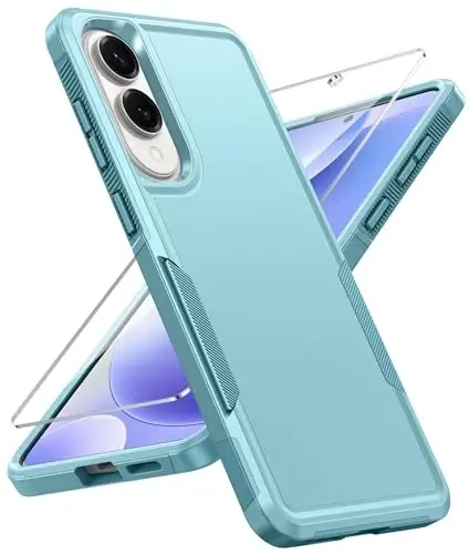 FNTCASE for Samsung Galaxy S25-Edge Case: Dual Layer Shockproof Protective Cell Phone Cover | Military Grade Drop Proof Protection | Hybrid Matte Textured Rugged Hard Phonecase,6.7inch(Mint Green) 