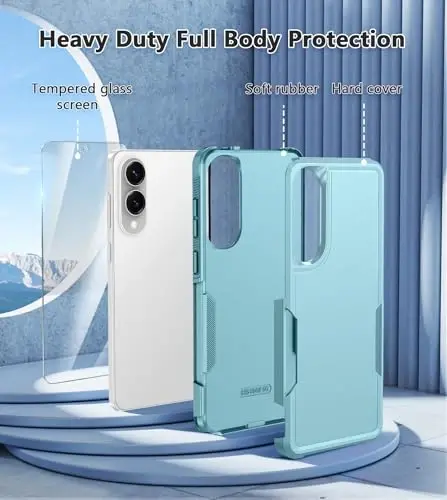 FNTCASE for Samsung Galaxy S25-Edge Case: Dual Layer Shockproof Protective Cell Phone Cover | Military Grade Drop Proof Protection | Hybrid Matte Textured Rugged Hard Phonecase,6.7inch(Mint Green) - 3