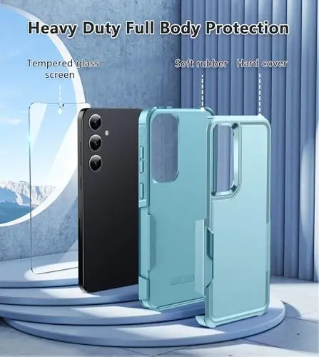 FNTCASE for Samsung Galaxy S25-Plus Case: S24-Plus Dual Layer Shockproof Protective Cell Phone Cover Military Grade Drop Proof Protection Hybrid Matte Textured Rugged Hard Phonecase (Mint Green) - 3