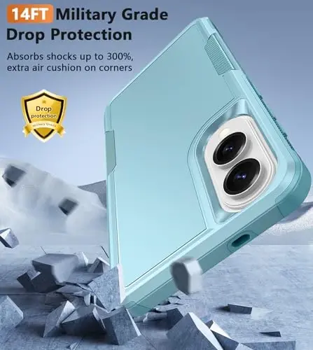 FNTCASE for Samsung Galaxy S25-Edge Case: Dual Layer Shockproof Protective Cell Phone Cover | Military Grade Drop Proof Protection | Hybrid Matte Textured Rugged Hard Phonecase,6.7inch(Mint Green) - 5