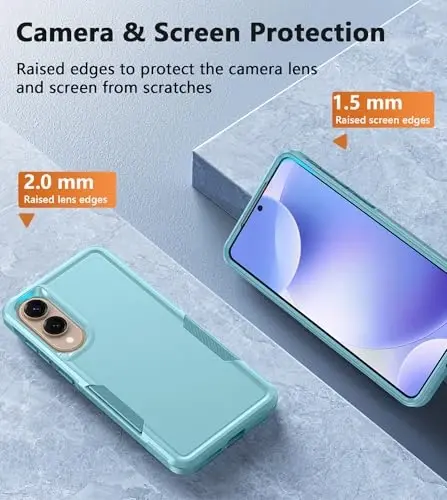 FNTCASE for Samsung Galaxy S25-Edge Case: Dual Layer Shockproof Protective Cell Phone Cover | Military Grade Drop Proof Protection | Hybrid Matte Textured Rugged Hard Phonecase,6.7inch(Mint Green) - 4