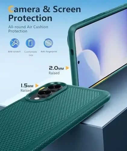 FNTCASE for Samsung Galaxy S25-Edge Case: Lightweight Cell Phone Cover Military Grade Drop Protection with Non Slip Textured Back | Rugged Shockproof Protective Bumper Cases(Green) - 5