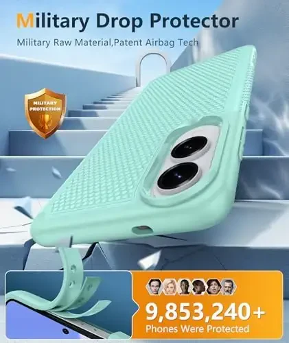 FNTCASE for Samsung Galaxy S25-Edge Case: Lightweight Cell Phone Cover Military Grade Drop Protection with Non Slip Textured Back | Rugged Shockproof Protective Bumper Cases(Mint Green) - 6
