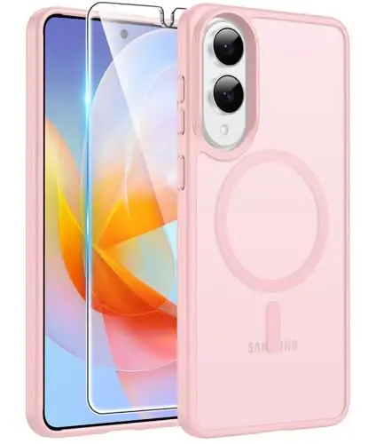 FNTCASE for Samsung Galaxy S25 Edge Case: [Magsafe bilan mos keladi] [Ekran himoyasi] bilan shaffof matli g‘iloflar Harbiy darajadagi zarbaga chidamli himoya magnit telefon qopqog‘i (Pushti 6.7 dyuym) 