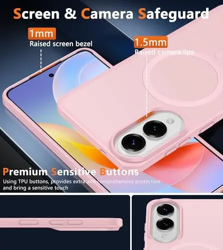 FNTCASE for Samsung Galaxy S25 Edge Case: [Magsafe bilan mos keladi] [Ekran himoyasi] bilan shaffof matli g‘iloflar Harbiy darajadagi zarbaga chidamli himoya magnit telefon qopqog‘i (Pushti 6.7 dyuym) - 5
