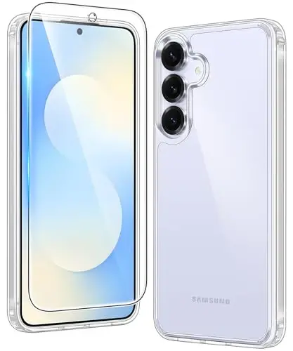 FNTCASE for Samsung Galaxy S25-FE Case: for Samsung Galaxy S25 FE Clear Military Grade Drop Protection Anti Yellowing Cell Phone Cover - Rugged Shockproof Protective Bumper Transparent Phonecase 