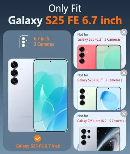 FNTCASE for Samsung Galaxy S25-FE Case: Magnetic Clear Military Grade Drop Protection Anti Yellowing Cell Phone Cover - Rugged Shockproof Protective Bumper Transparent Phonecase(Black) - 2