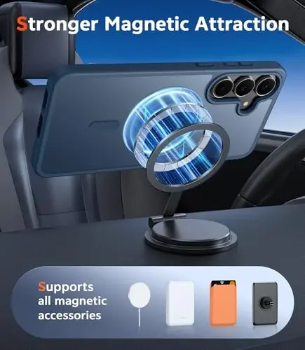 FNTCASE for Samsung Galaxy S25-FE Case: Magnetic Matte Phone Cases with Screen Protector Drop Proof Compatible with Magsafe Slim Rugged Shockproof Protective Translucent Cell Cover (C-Frosted Blue) - 4